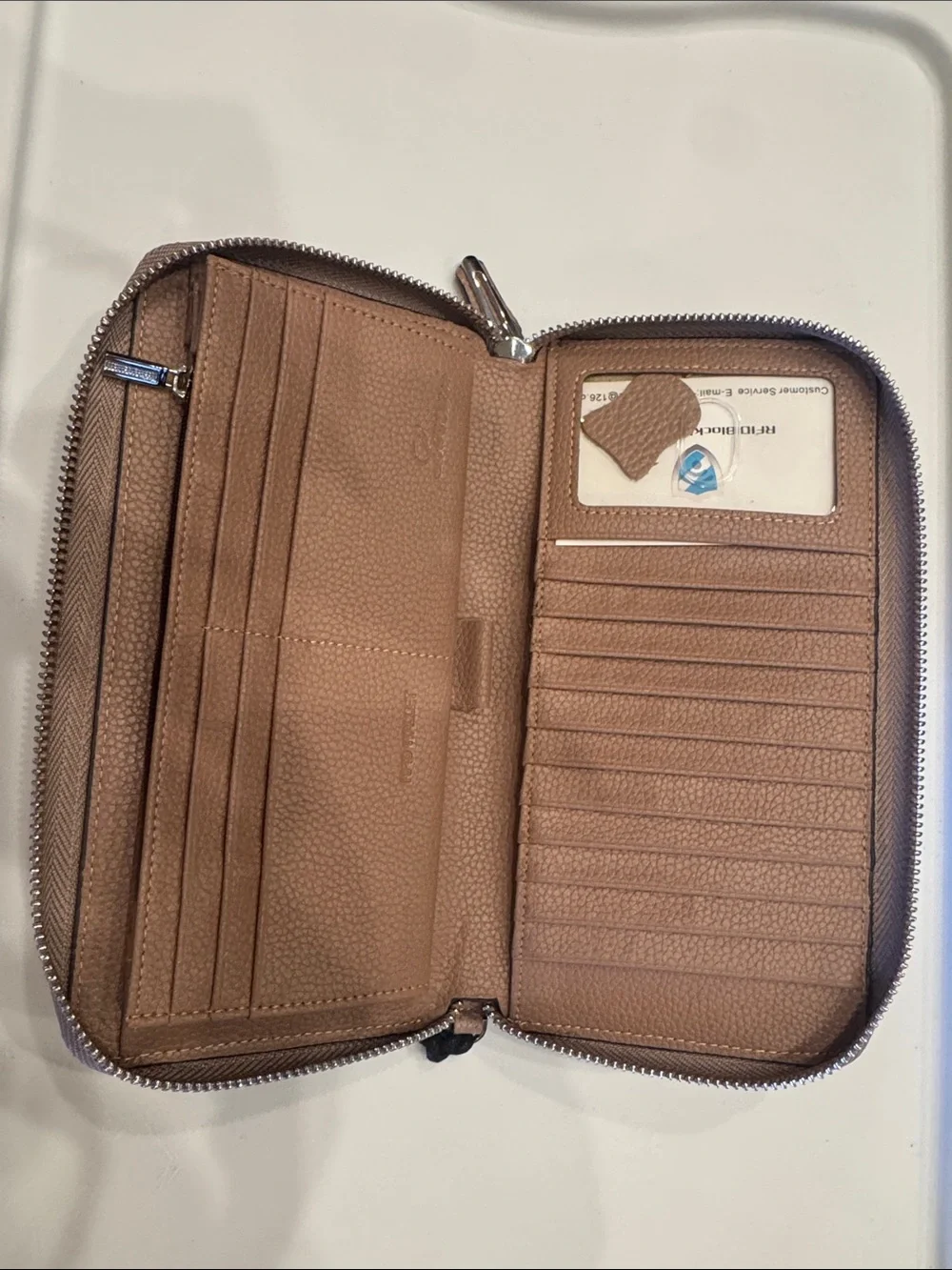 Michael Kors Pebbled Leather Zip Wallet in Beige